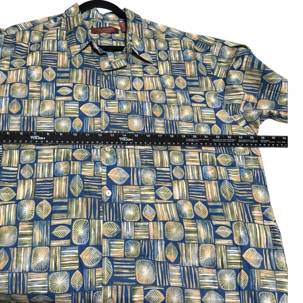 Tori Richard Mens Resortcore XL Cotton Lawn Button Up Shirt Geometric Leaf Print - Picture 4 of 5